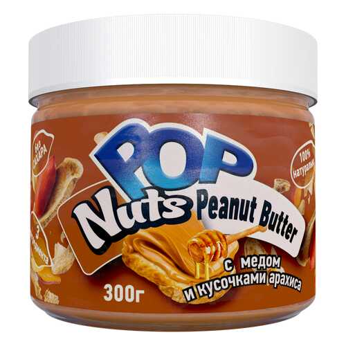 Арахисовая паста POP Nuts Peanut Butter с медом и кусочками арахиса, 300 г в Лукойл