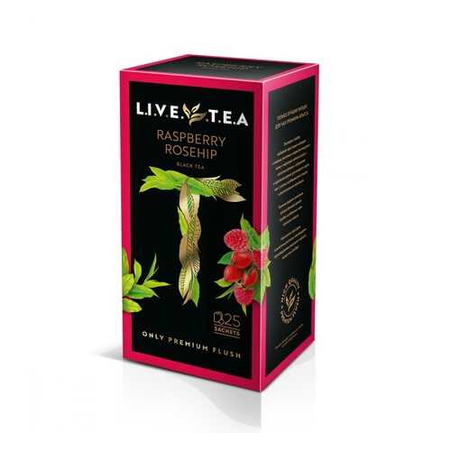 Чай Live Tea Raspberry & Rosehip черный с малиной и шиповником 25 пакетиков в Лукойл