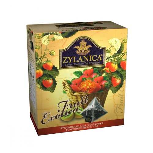Чай Zylanica Fruit Exotica черный с клубникой киви лепестками сафлора 20 пирамидок в Лукойл
