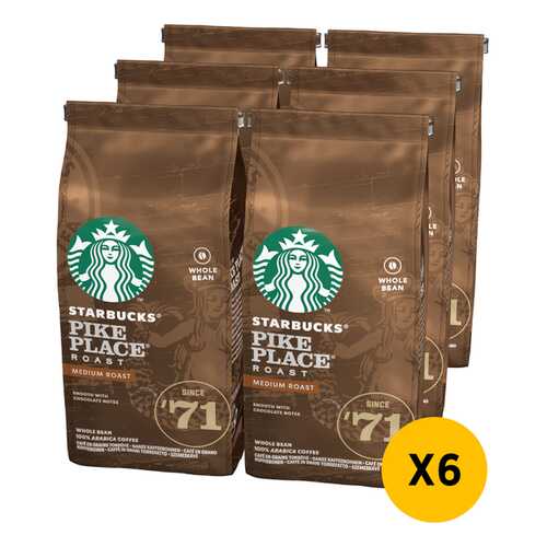 STARBUCKS Medium Pike Place Roast кофе в зернах 6 штук по 200г в Лукойл