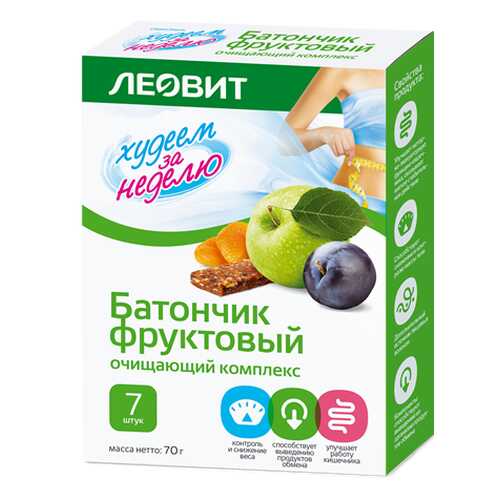 Батончик фруктовый Леовит худеем за неделю очищающий комплекс 7 штук в Лукойл