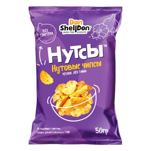 Чипсы Don Shelldon Нутсы нутовые со вкусом чеснока, льна и тмина 50 г в Лукойл