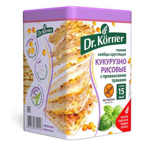 Хлебцы хрустящие Dr.Kоrner тонкие кукурузно-рисовые с прованскими травами 100 г в Лукойл
