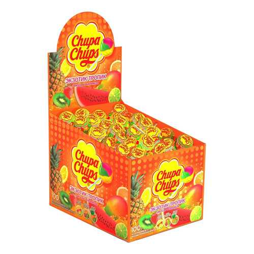 Карамель Chupa Chups экзотик-тропик ассорти 12 г 100 штук в Лукойл