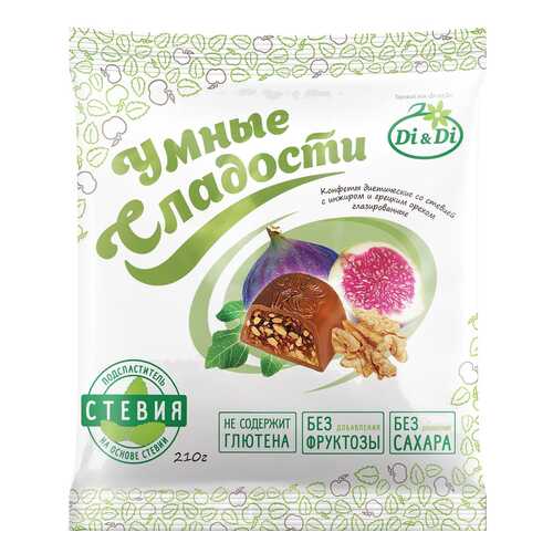 Конфеты со стевией Умные сладости с инжиром и грецким орехом глазированные 210 г в Лукойл