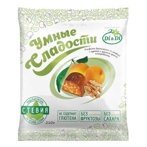 Конфеты со стевией Умные сладости с курагой и грецким орехом глазированные 210 г в Лукойл