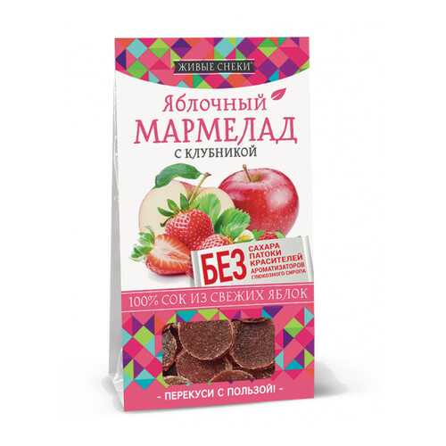 Мармелад яблочный Живые снеки с клубникой 90 г в Лукойл