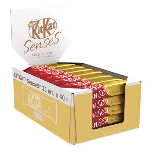 Белый шоколад KITKAT SENSES GOLD EDITION. DELUXE CARAMEL и молочный с вафлей 35шт по 40 г в Лукойл