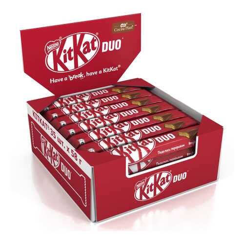 Молочный шоколад Kit Kat с хрустящей вафлей 35 штук по 58 г в Лукойл