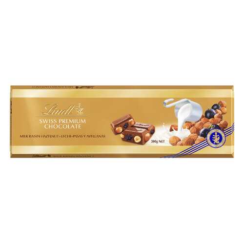Шоколад молочный Lindt с изюмом и фундуком 10 шт по 300 г в Лукойл