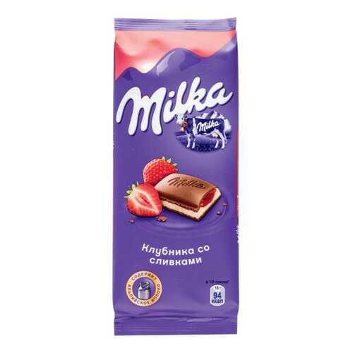Шоколад молочный Milka клубника со сливками 90 г в Лукойл