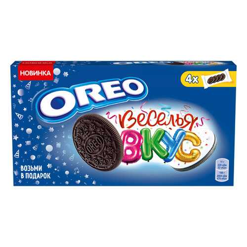 OREO печенье с какао и начинкой карамель/цв посыпка 176г в Лукойл