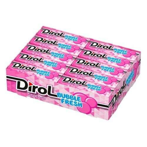 DIROL BUBBLE FRESH жевательная резинка мята фрукты 13,6г по 30 шт в Лукойл