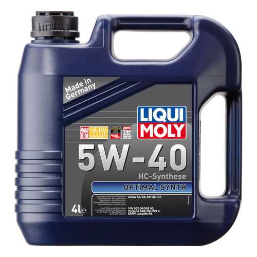 Моторное масло Liqui moly Optimal Synth 5W-40 4л в Лукойл