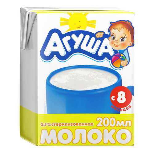 Молоко Агуша стерилизованное с 8 месяцев 2.5% 0.2 л в Лукойл