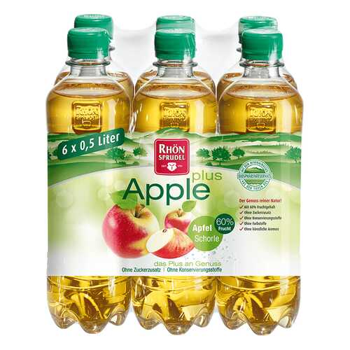 Минеральная вода с яблочным соком без сахара Rhon Sprudel «Apple Plus» 0.5 л, 6 шт в Лукойл